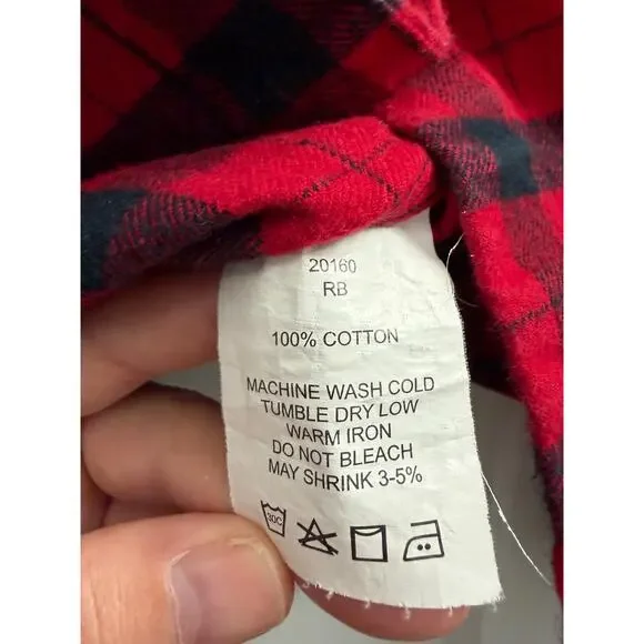 Filson Alaskan Guide Shirt Red Black Buffalo Check Brushed Cotton Shirt Medium